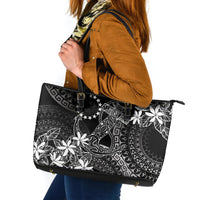 Black Kuki Airani Tapakau Leather Tote Bag Tribal Anchor Mix Tiare
