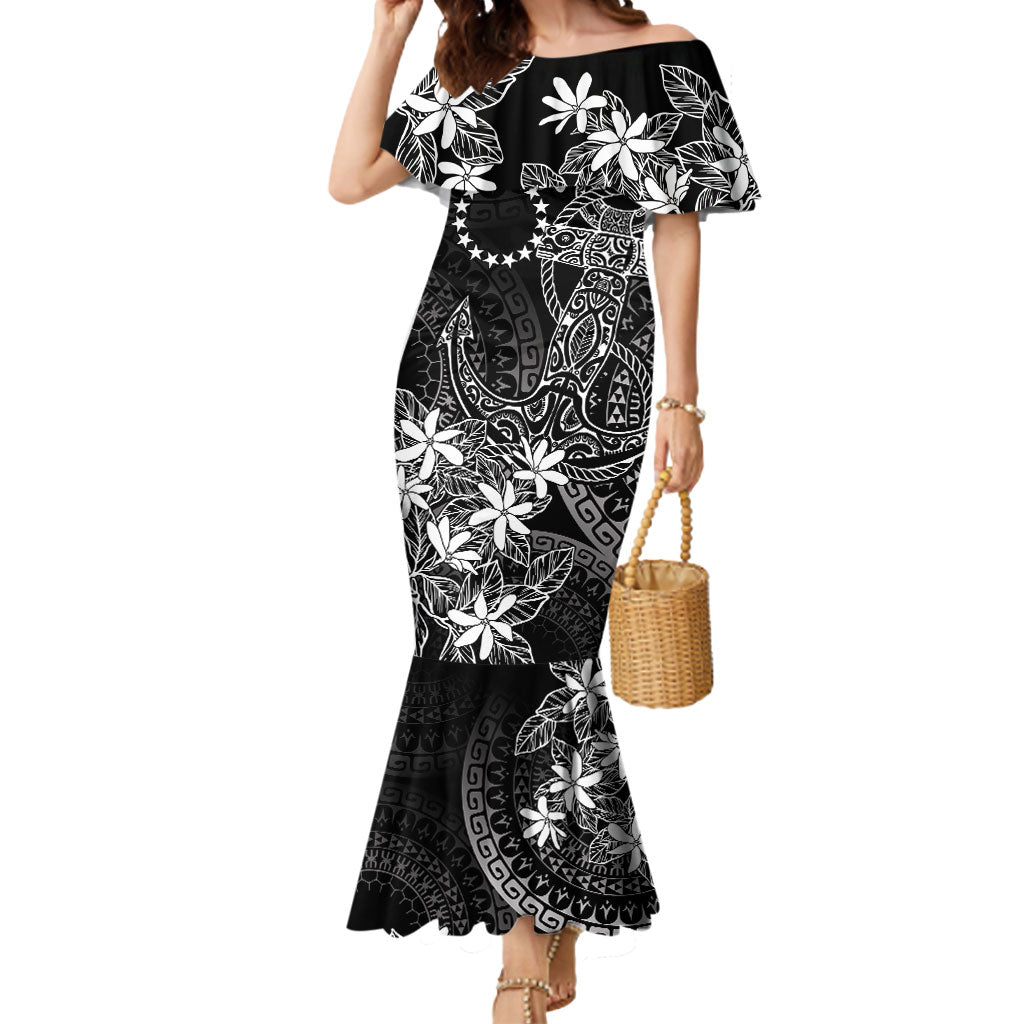 Black Kuki Airani Tapakau Mermaid Dress Tribal Anchor Mix Tiare LT7 Women Black - Polynesian Pride