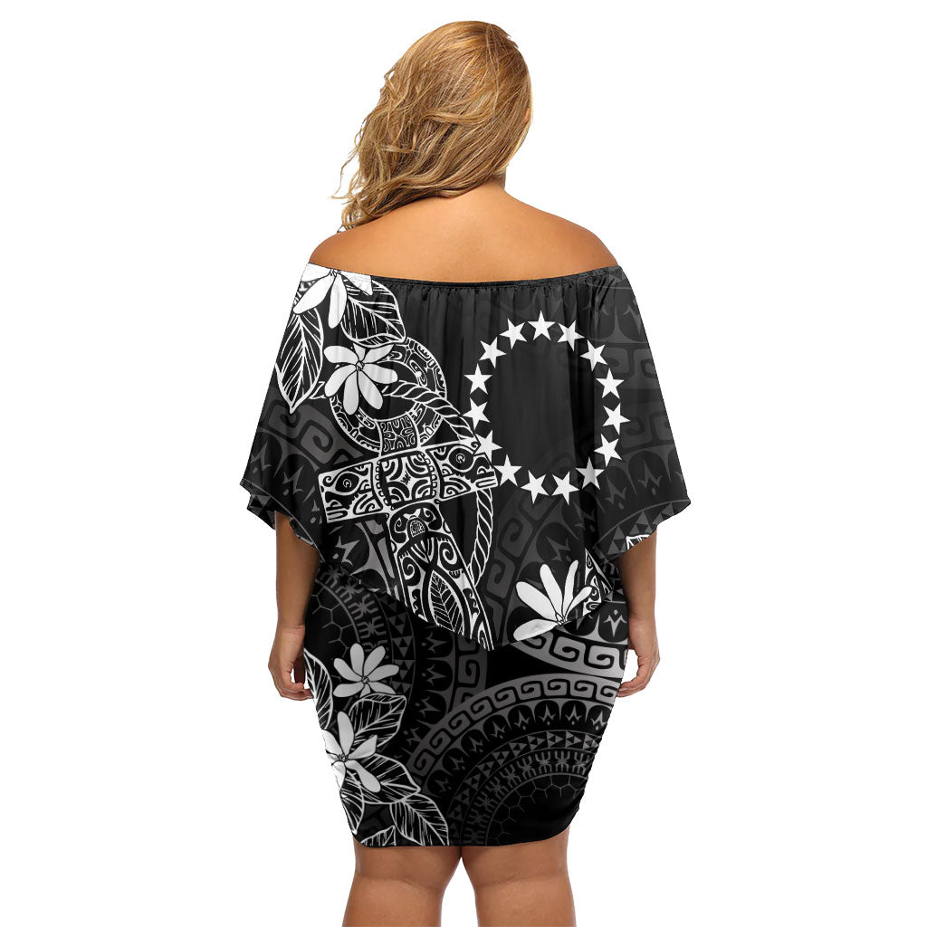 Black Kuki Airani Tapakau Off Shoulder Short Dress Tribal Anchor Mix Tiare LT7 - Polynesian Pride