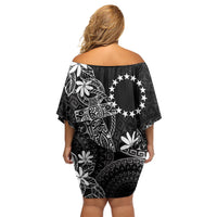 Black Kuki Airani Tapakau Off Shoulder Short Dress Tribal Anchor Mix Tiare LT7 - Polynesian Pride