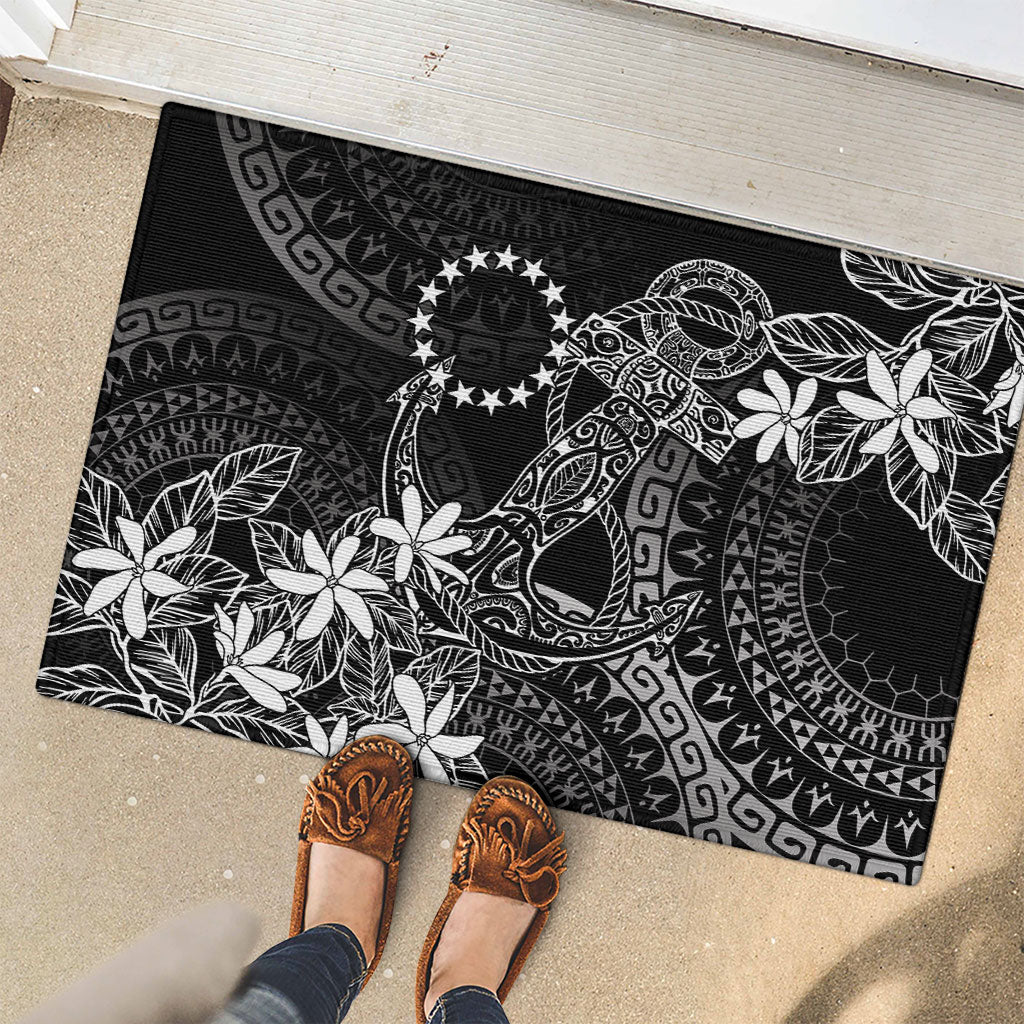 Black Kuki Airani Tapakau Rubber Doormat Tribal Anchor Mix Tiare
