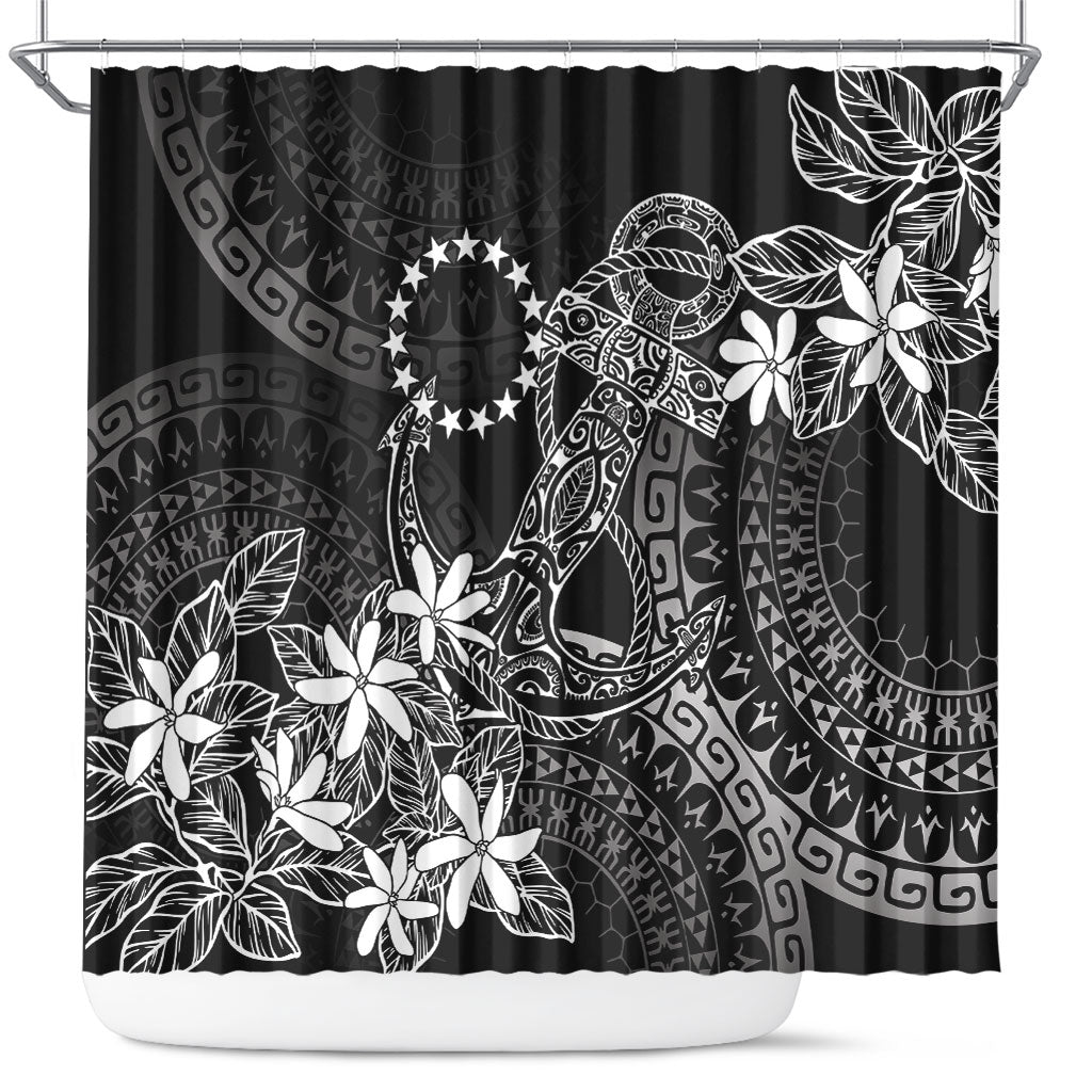 Black Kuki Airani Tapakau Shower Curtain Tribal Anchor Mix Tiare