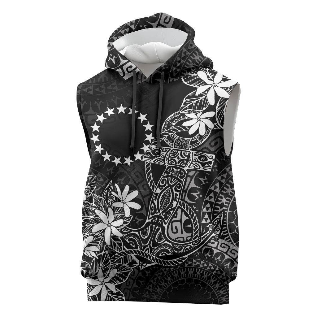 Black Kuki Airani Tapakau Sleeveless Hoodie Tribal Anchor Mix Tiare LT7 Black - Polynesian Pride
