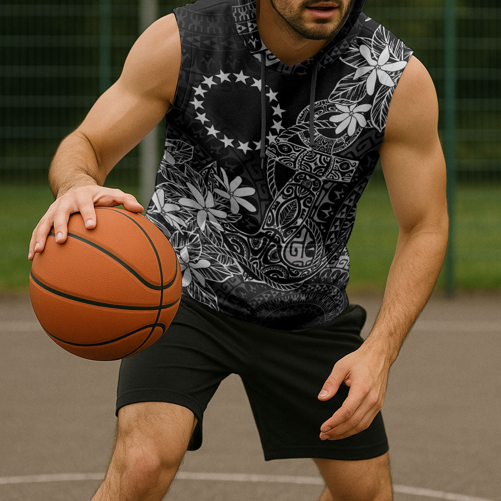 Black Kuki Airani Tapakau Sleeveless Hoodie Tribal Anchor Mix Tiare LT7 - Polynesian Pride