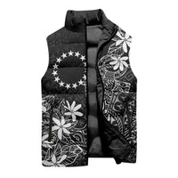 Black Kuki Airani Tapakau Sleeveless Puffer Jacket Tribal Anchor Mix Tiare