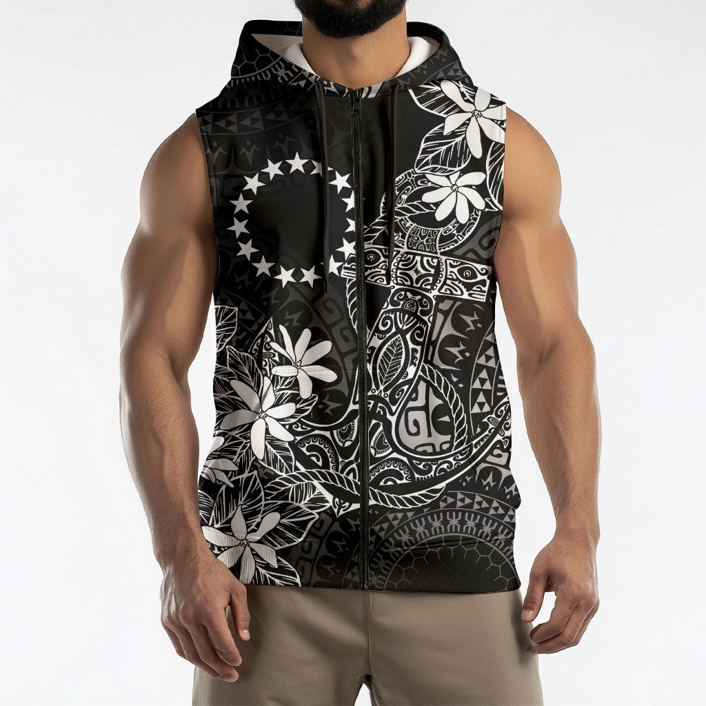 Black Kuki Airani Tapakau Sleeveless Zip Hoodie Tribal Anchor Mix Tiare LT7 - Polynesian Pride