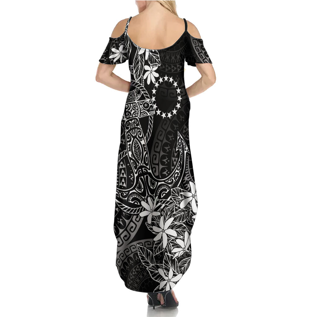 Black Kuki Airani Tapakau Summer Maxi Dress Tribal Anchor Mix Tiare LT7 - Polynesian Pride