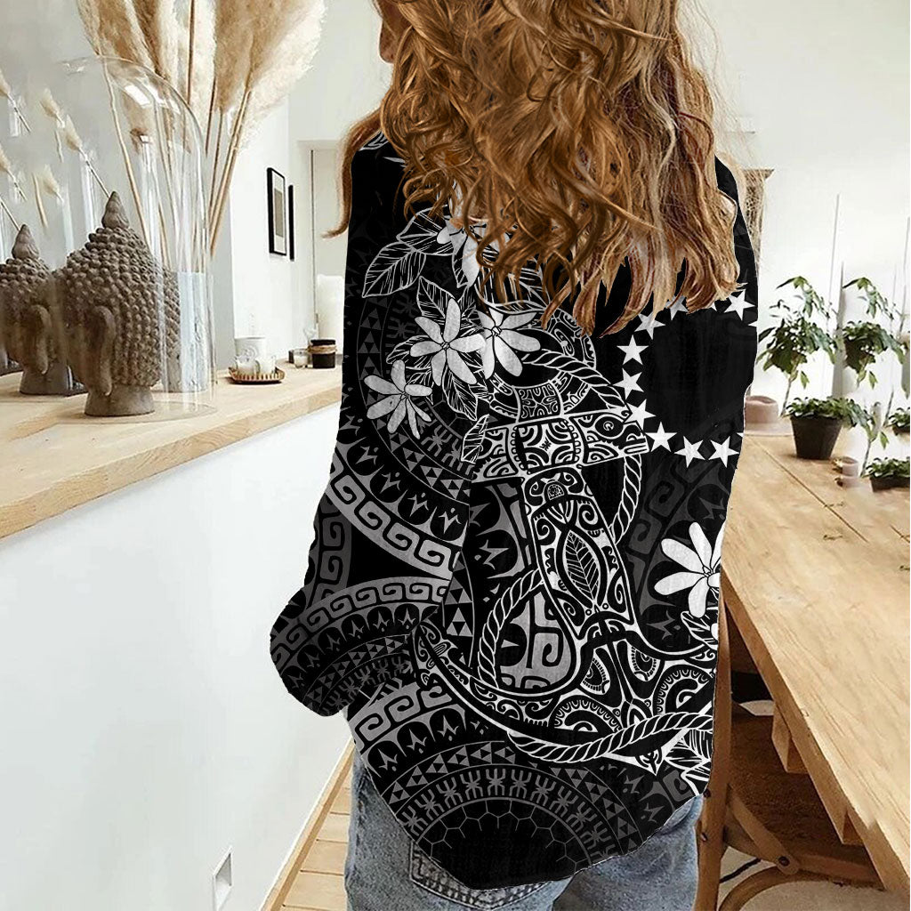 Black Kuki Airani Tapakau Women Casual Shirt Tribal Anchor Mix Tiare LT7 - Polynesian Pride