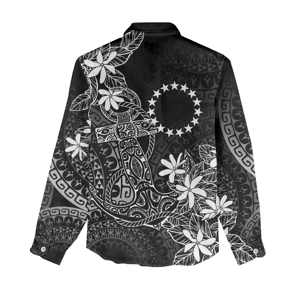Black Kuki Airani Tapakau Women Casual Shirt Tribal Anchor Mix Tiare LT7 - Polynesian Pride