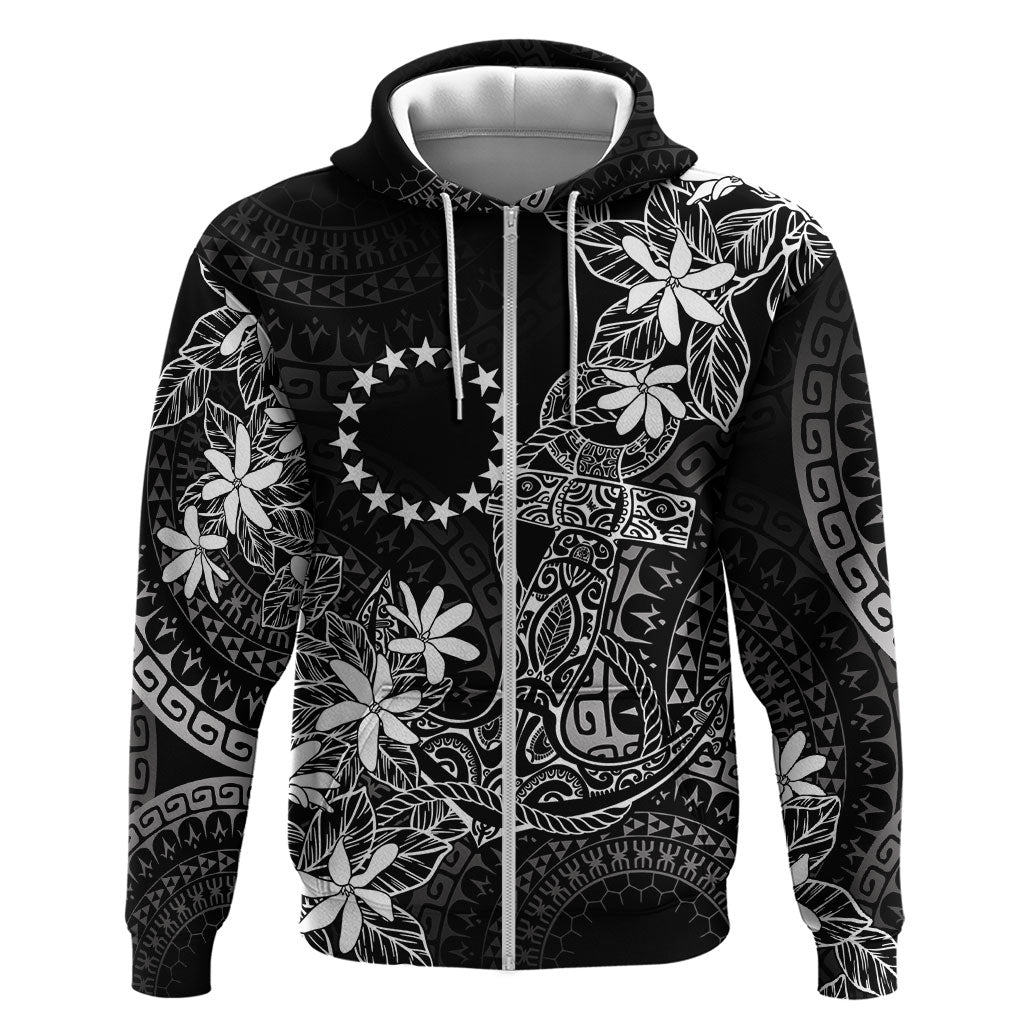 Black Kuki Airani Tapakau Zip Hoodie Tribal Anchor Mix Tiare LT7 Zip Hoodie Black - Polynesian Pride