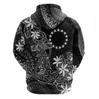 Black Kuki Airani Tapakau Zip Hoodie Tribal Anchor Mix Tiare LT7 - Polynesian Pride