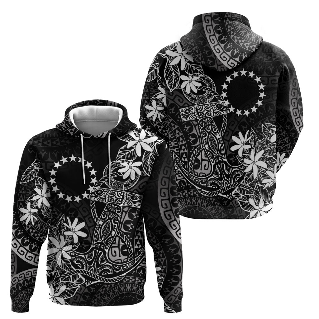Black Kuki Airani Tapakau Zip Hoodie Tribal Anchor Mix Tiare LT7 - Polynesian Pride