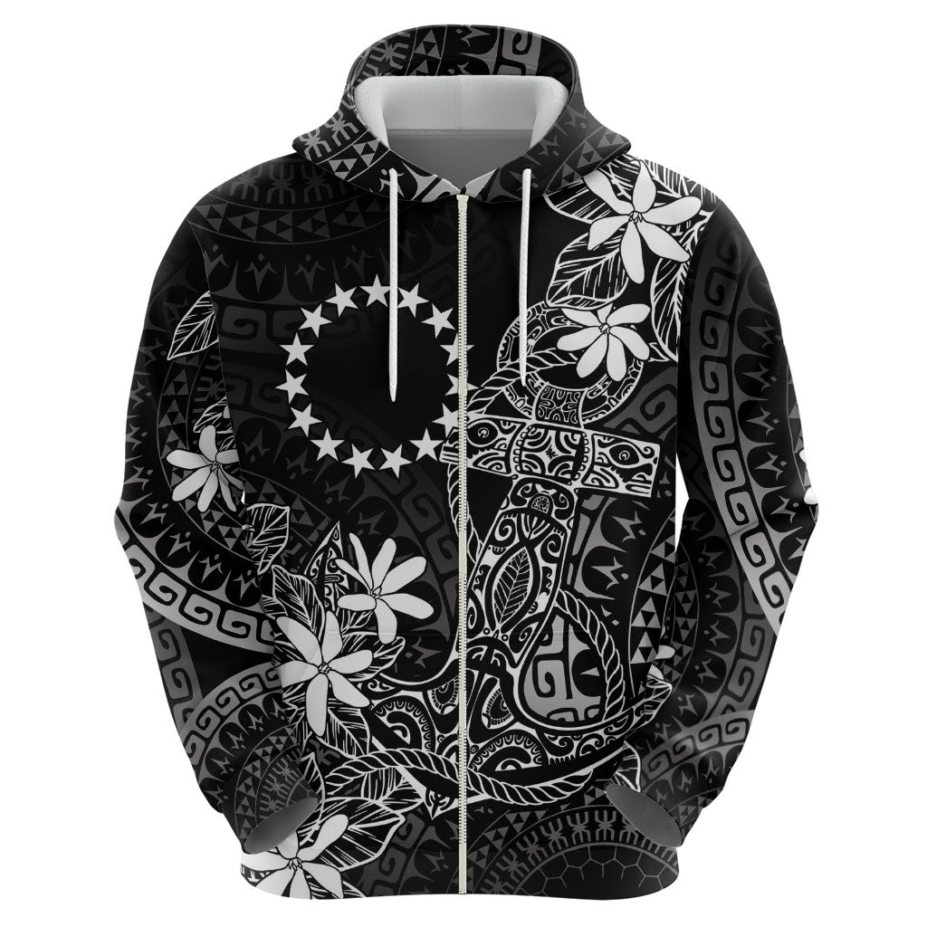 Black Kuki Airani Tapakau Zip Hoodie Tribal Anchor Mix Tiare LT7 - Polynesian Pride