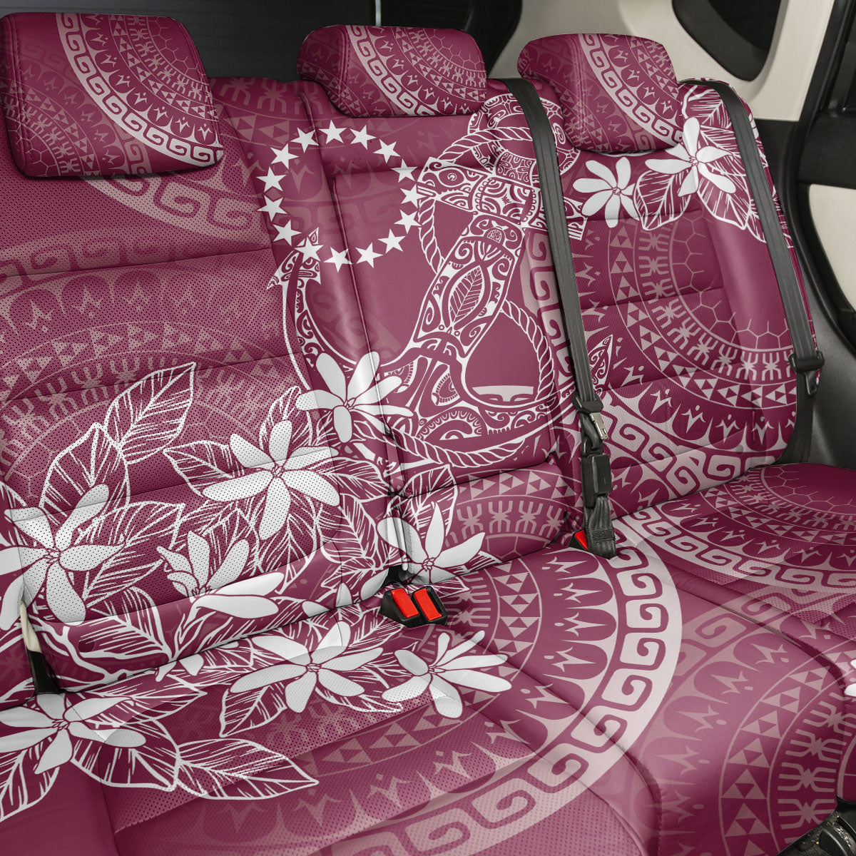 Maroon Kuki Airani Tapakau Back Car Seat Cover Tribal Anchor Mix Tiare