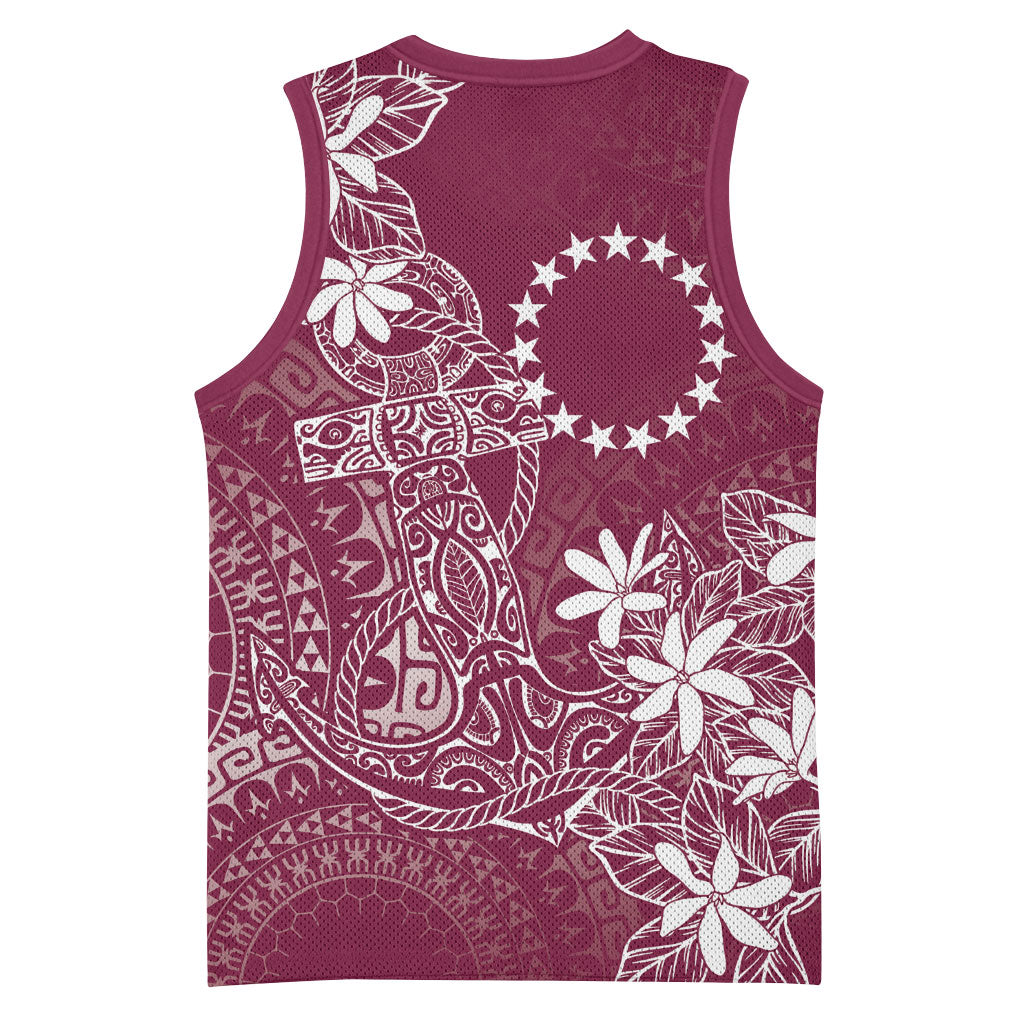 Maroon Kuki Airani Tapakau Basketball Jersey Tribal Anchor Mix Tiare