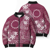 Maroon Kuki Airani Tapakau Bomber Puffer Jacket Tribal Anchor Mix Tiare