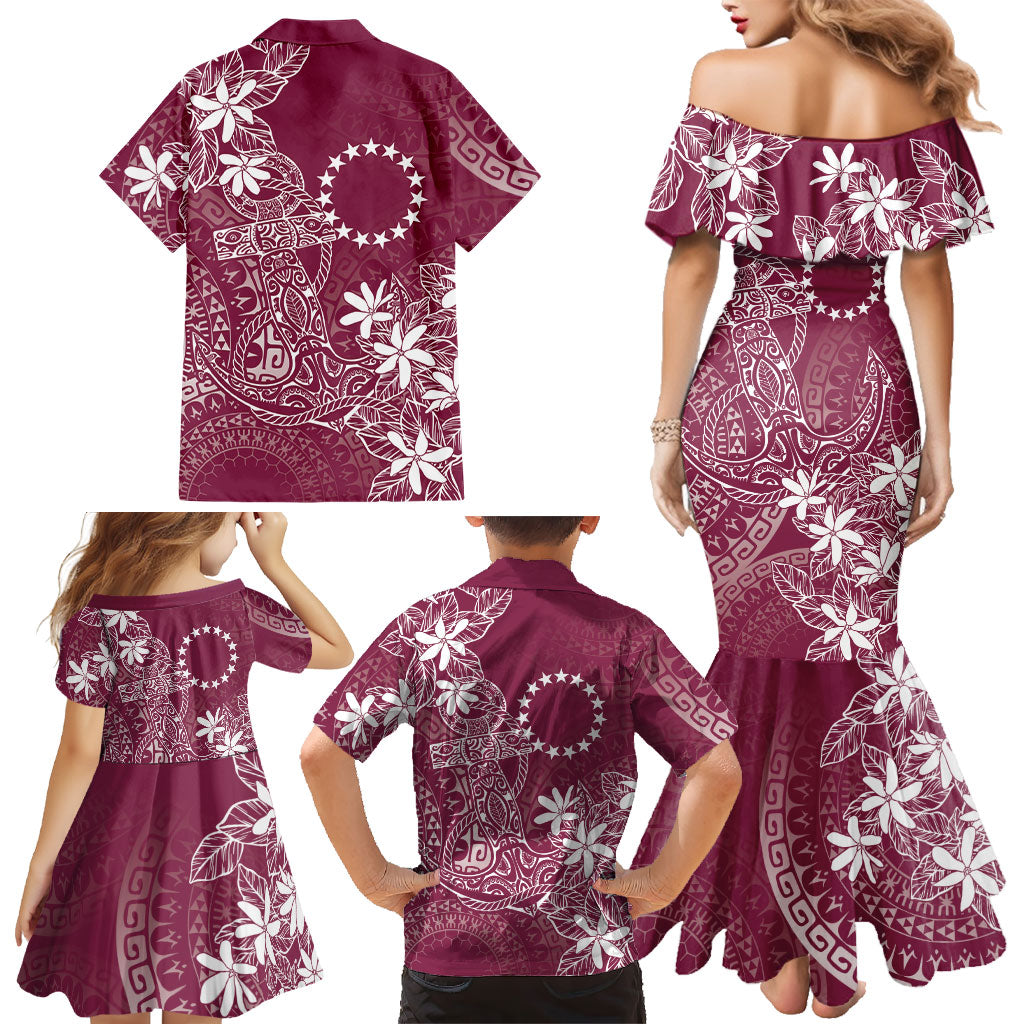 Maroon Kuki Airani Tapakau Family Matching Mermaid Dress and Hawaiian Shirt Tribal Anchor Mix Tiare LT7 - Polynesian Pride