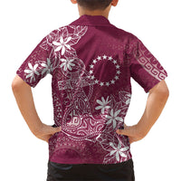 Maroon Kuki Airani Tapakau Family Matching Off The Shoulder Long Sleeve Dress and Hawaiian Shirt Tribal Anchor Mix Tiare LT7 - Polynesian Pride