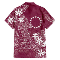 Maroon Kuki Airani Tapakau Family Matching Off The Shoulder Long Sleeve Dress and Hawaiian Shirt Tribal Anchor Mix Tiare LT7 - Polynesian Pride