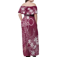 Maroon Kuki Airani Tapakau Family Matching Off Shoulder Maxi Dress and Hawaiian Shirt Tribal Anchor Mix Tiare LT7 - Polynesian Pride