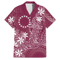 Maroon Kuki Airani Tapakau Family Matching Off Shoulder Short Dress and Hawaiian Shirt Tribal Anchor Mix Tiare LT7 Dad's Shirt - Short Sleeve Maroon - Polynesian Pride