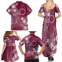 Maroon Kuki Airani Tapakau Family Matching Summer Maxi Dress and Hawaiian Shirt Tribal Anchor Mix Tiare LT7 - Polynesian Pride
