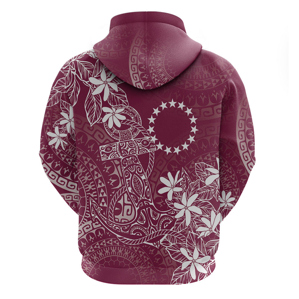Maroon Kuki Airani Tapakau Hoodie Tribal Anchor Mix Tiare