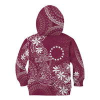 Maroon Kuki Airani Tapakau Kid Hoodie Tribal Anchor Mix Tiare LT7 - Polynesian Pride