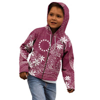 Maroon Kuki Airani Tapakau Kid Hoodie Tribal Anchor Mix Tiare LT7 - Polynesian Pride