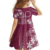 Maroon Kuki Airani Tapakau Kid Short Sleeve Dress Tribal Anchor Mix Tiare LT7 - Polynesian Pride