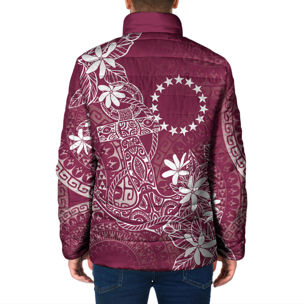 Maroon Kuki Airani Tapakau Padded Jacket Tribal Anchor Mix Tiare