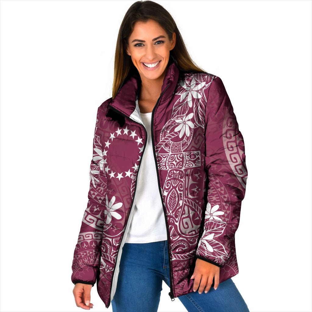 Maroon Kuki Airani Tapakau Padded Jacket Tribal Anchor Mix Tiare