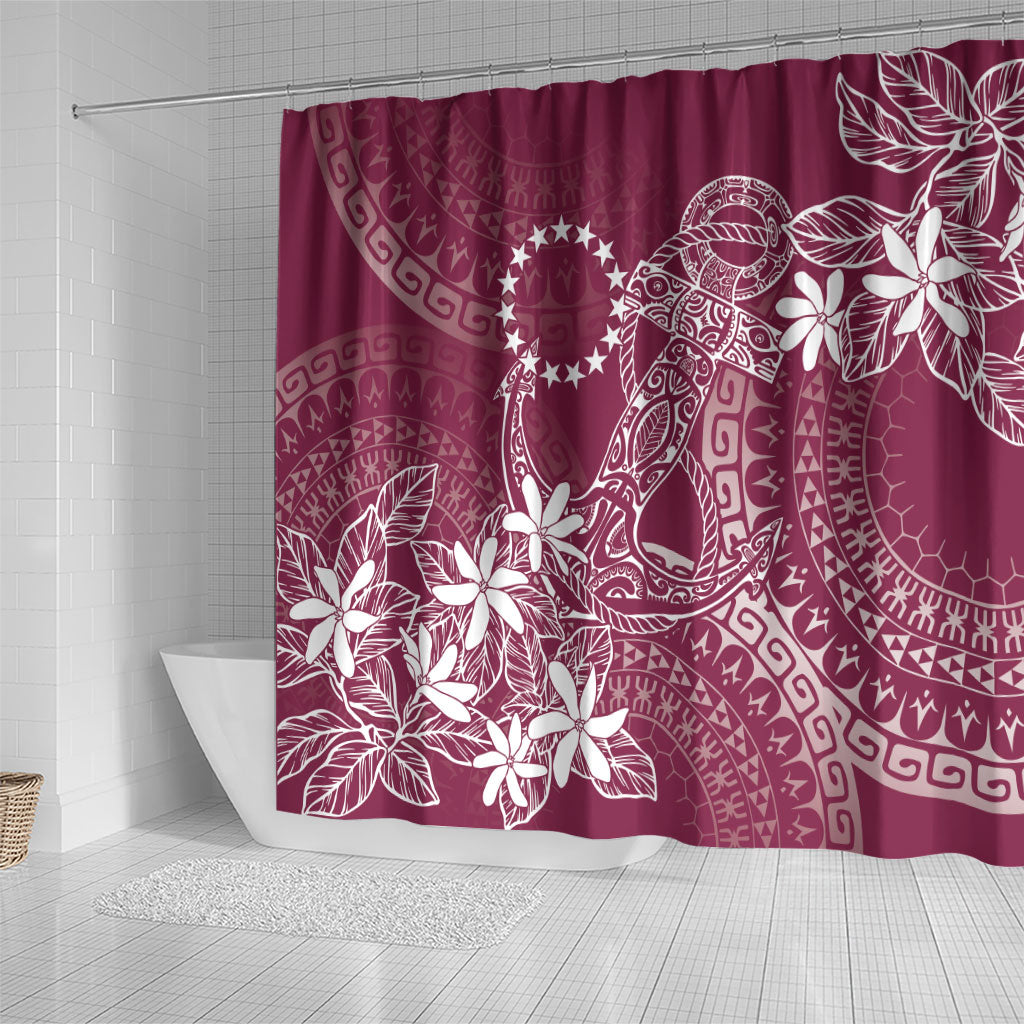 Maroon Kuki Airani Tapakau Shower Curtain Tribal Anchor Mix Tiare