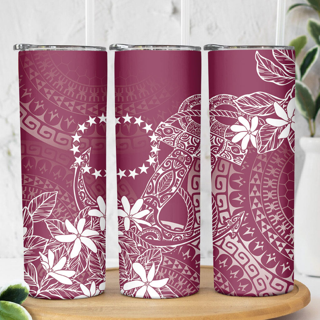 Maroon Kuki Airani Tapakau Skinny Tumbler Tribal Anchor Mix Tiare LT7 - Polynesian Pride