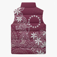 Maroon Kuki Airani Tapakau Sleeveless Puffer Jacket Tribal Anchor Mix Tiare LT7 - Polynesian Pride