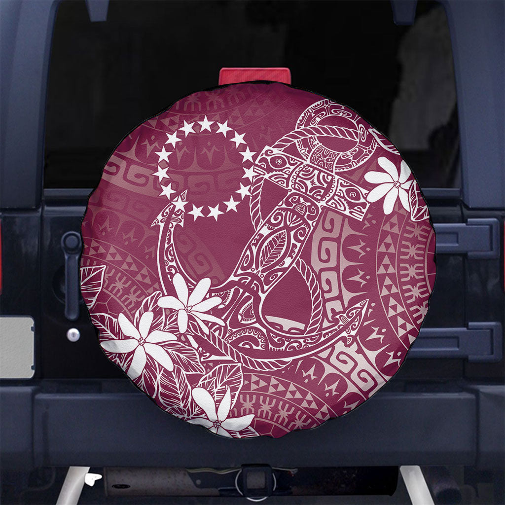 Maroon Kuki Airani Tapakau Spare Tire Cover Tribal Anchor Mix Tiare LT7 No hole Maroon - Polynesian Pride