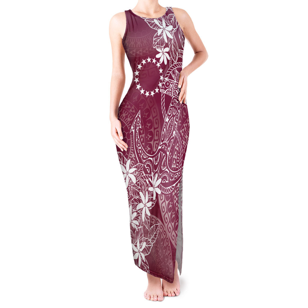 Maroon Kuki Airani Tapakau Tank Maxi Dress Tribal Anchor Mix Tiare