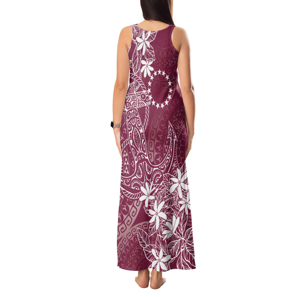 Maroon Kuki Airani Tapakau Tank Maxi Dress Tribal Anchor Mix Tiare LT7 - Polynesian Pride
