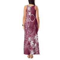 Maroon Kuki Airani Tapakau Tank Maxi Dress Tribal Anchor Mix Tiare LT7 - Polynesian Pride