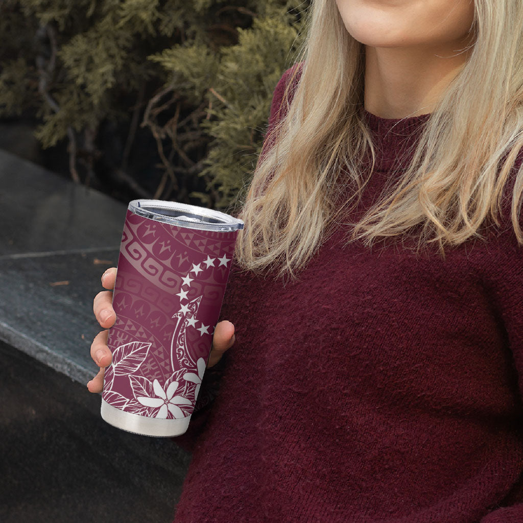 Maroon Kuki Airani Tapakau Tumbler Cup Tribal Anchor Mix Tiare