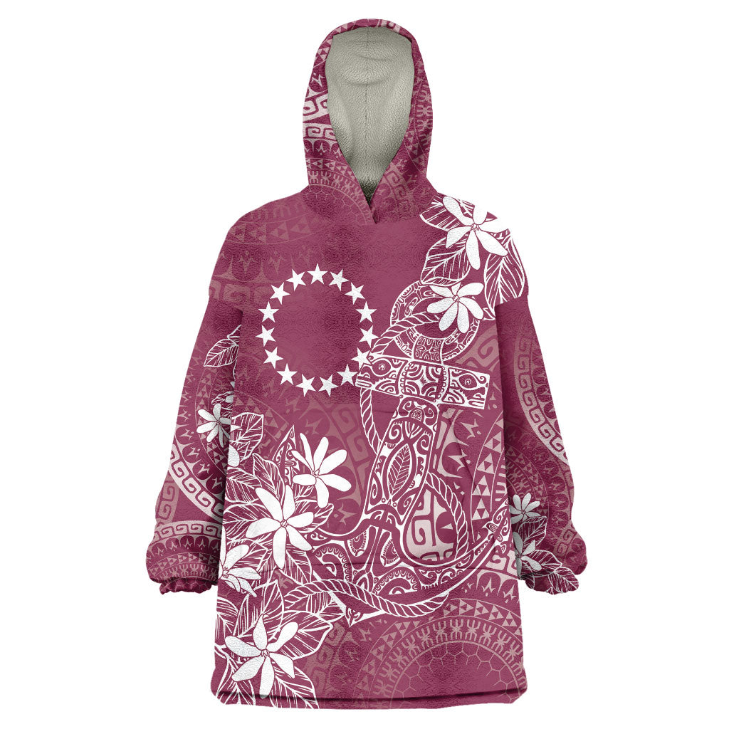 Maroon Kuki Airani Tapakau Wearable Blanket Hoodie Tribal Anchor Mix Tiare LT7 One Size Maroon - Polynesian Pride