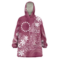 Maroon Kuki Airani Tapakau Wearable Blanket Hoodie Tribal Anchor Mix Tiare LT7 One Size Maroon - Polynesian Pride