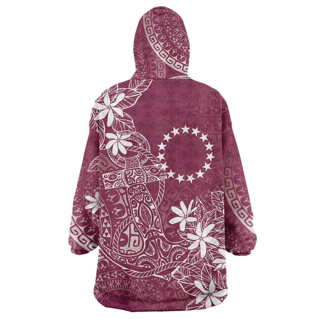 Maroon Kuki Airani Tapakau Wearable Blanket Hoodie Tribal Anchor Mix Tiare LT7 - Polynesian Pride