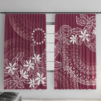 Maroon Kuki Airani Tapakau Window Curtain Tribal Anchor Mix Tiare LT7 With Hooks Maroon - Polynesian Pride