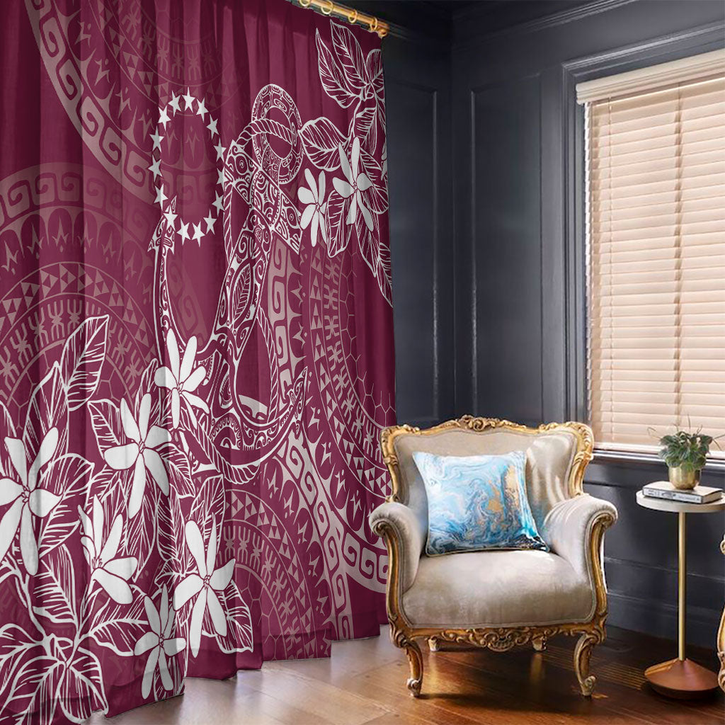 Maroon Kuki Airani Tapakau Window Curtain Tribal Anchor Mix Tiare LT7 - Polynesian Pride