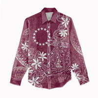 Maroon Kuki Airani Tapakau Women Casual Shirt Tribal Anchor Mix Tiare LT7 - Polynesian Pride