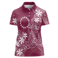 Maroon Kuki Airani Tapakau Women Polo Shirt Tribal Anchor Mix Tiare LT7 Female Maroon - Polynesian Pride