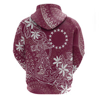 Maroon Kuki Airani Tapakau Zip Hoodie Tribal Anchor Mix Tiare