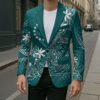 Teal Kuki Airani Tapakau Blazer Tribal Anchor Mix Tiare
