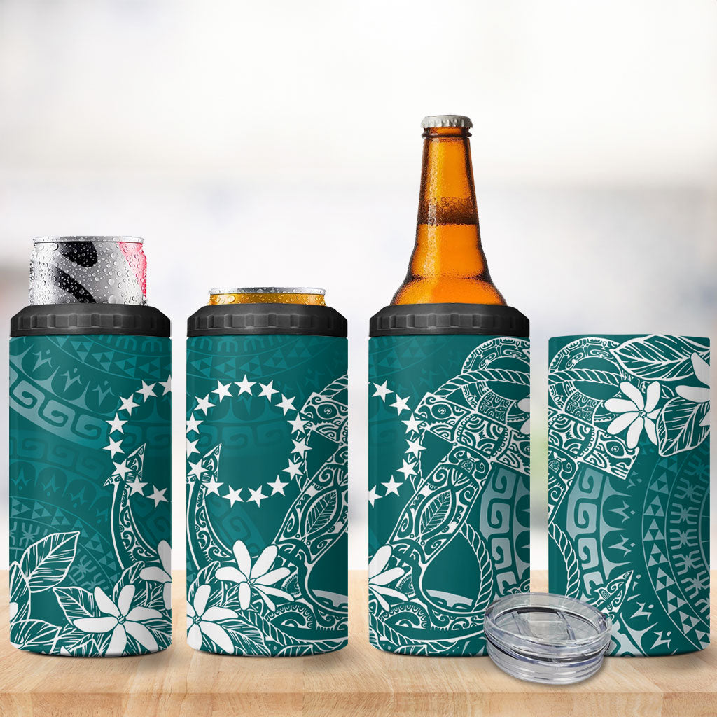 Teal Kuki Airani Tapakau 4 in 1 Can Cooler Tumbler Tribal Anchor Mix Tiare LT7 - Polynesian Pride